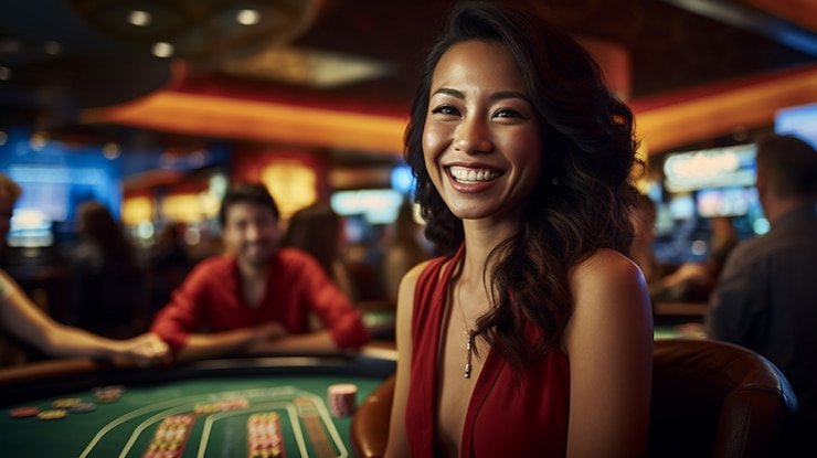 Meja Caribbean Stud Poker di studio gol33